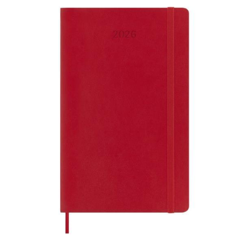 MOLESKINE DAILY PLANNER AGENDA GIORNALIERA 2026 12 MESI FORMATO LARGE 13 X 21 CM COPERTINA MORBIDA CHIUSURA CON ELASTICO ROSSO